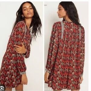 Anthropologie Red and Black Mini Dress